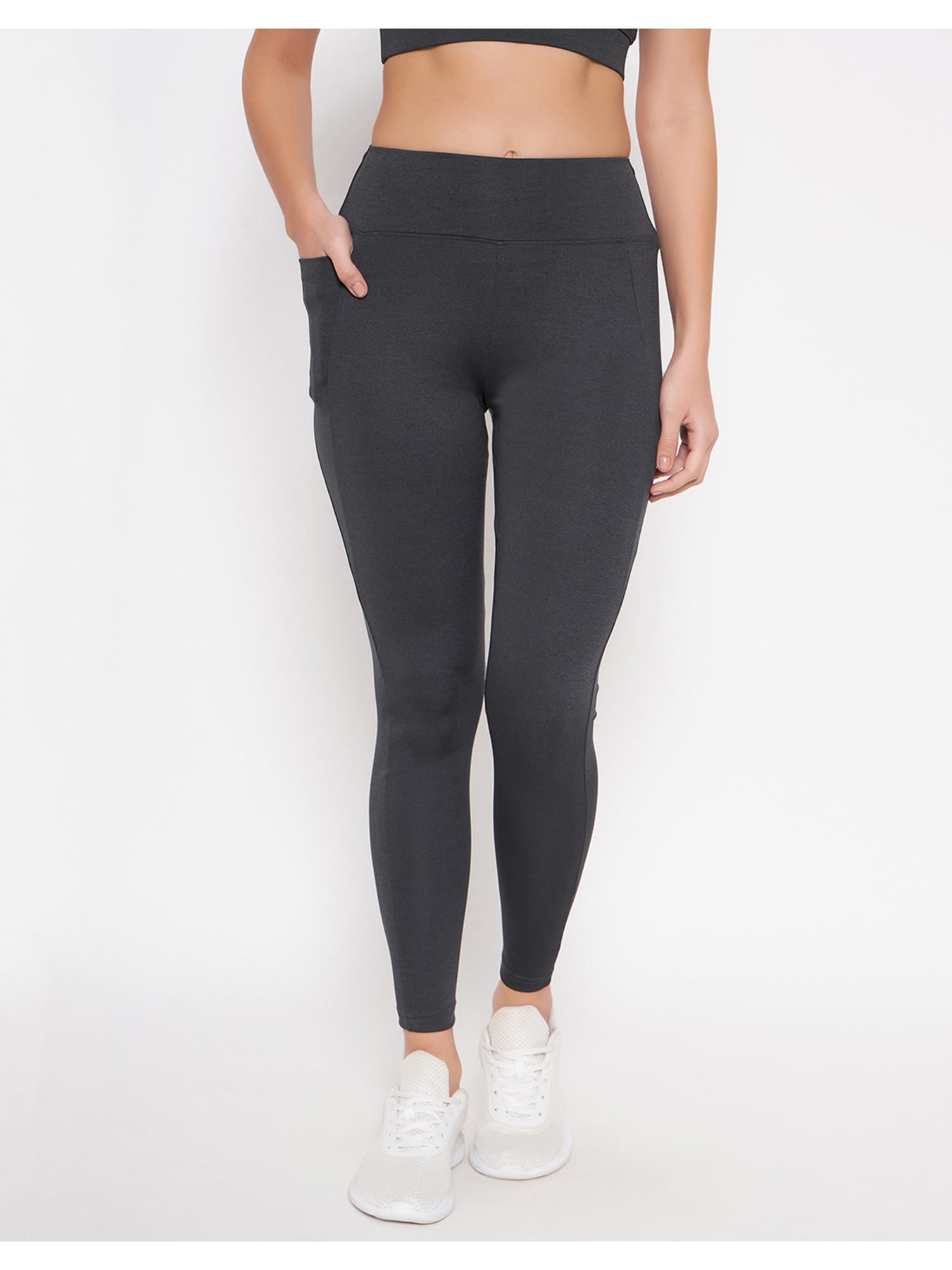 high-rise active tights in dark grey with side pocket