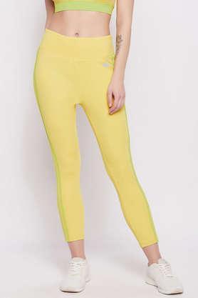 high rise active tights in lemon yellow with back pocket - yellow