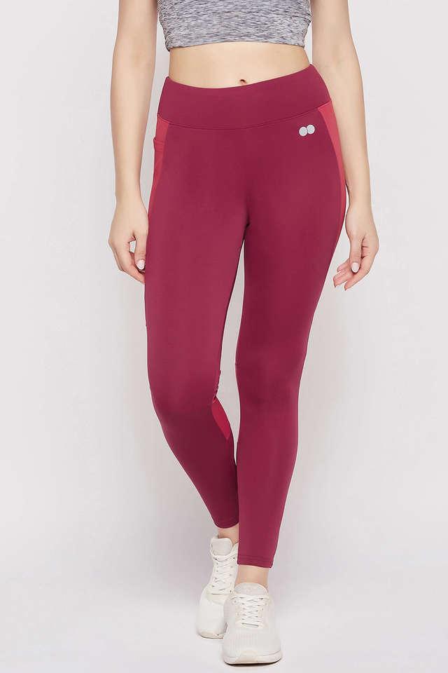 high-rise active tights in maroon with side pocket