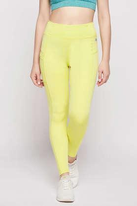 high-rise active tights in neon green with side pocket - green