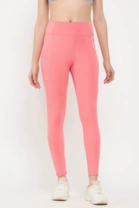 high-rise active tights in salmon pink with side pocket - pink