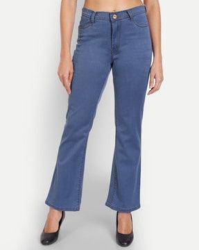 high rise ankle length bootcut jeans