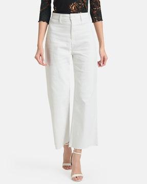 high-rise ankle-length straight jeans