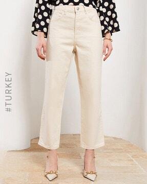 high-rise ankle-length trousers