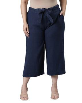 high-rise belted culottes
