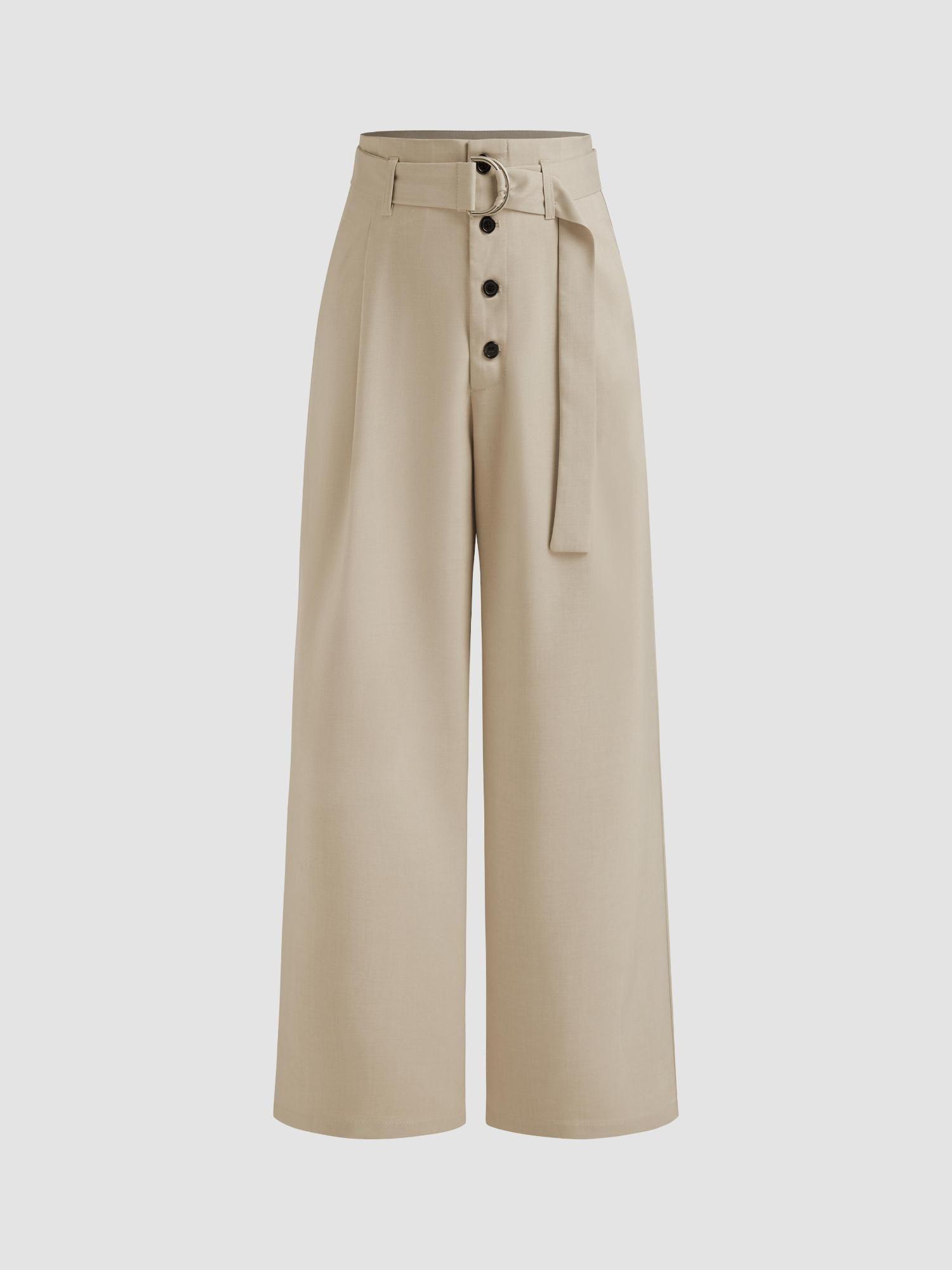 high rise belted ruched straight leg trousers with belt (set of 2)