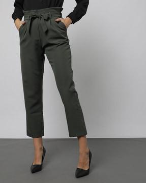 high-rise belted tapered paperbag trousers