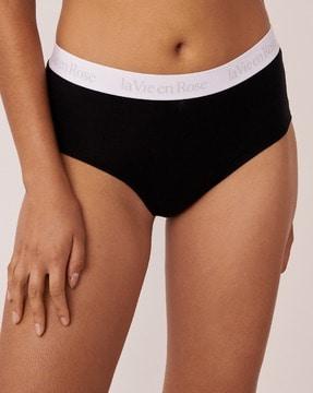 high-rise bikini briefs with contrast waistband