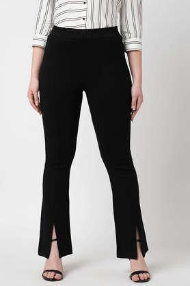 high rise blended flared women's tregging - black