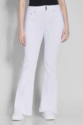 high rise blended wide leg fit women's jeans - off white