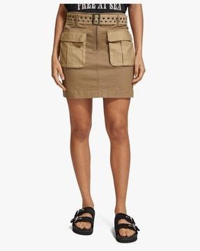 high-rise cargo mini skirt