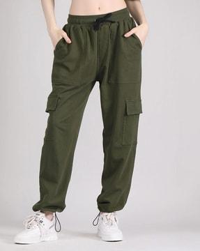 high-rise cargo pants with insert pockets