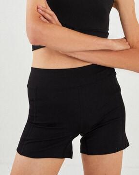 high-rise city shorts with elasticated waist