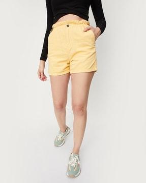 high-rise city shorts with elasticated waist