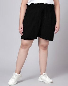 high-rise city shorts with elasticated waist