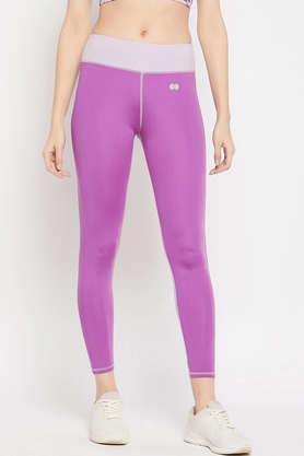 high rise colourblocked active tights in purple - purple