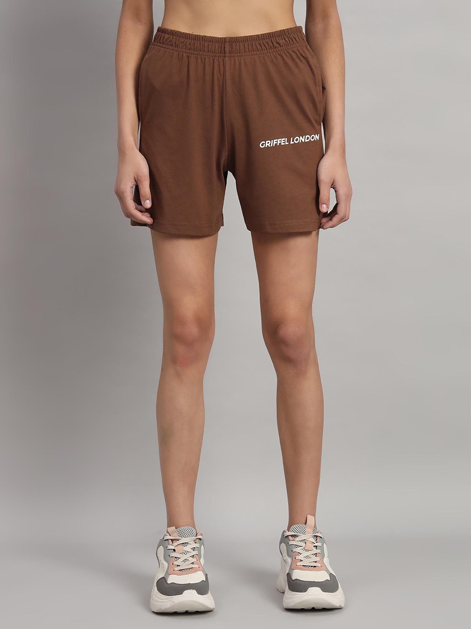 high-rise cotton coffee shorts