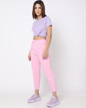 high-rise cotton jeans