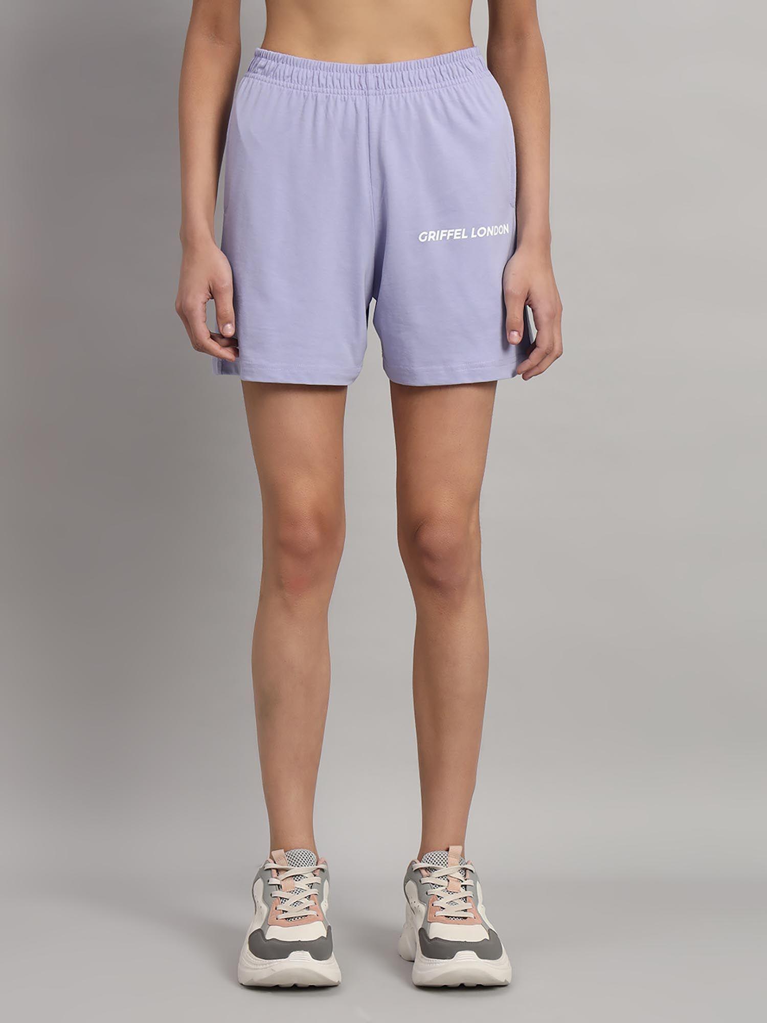 high-rise cotton lavender shorts