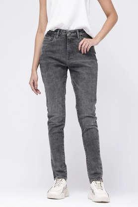 high rise cotton skinny fit women's jeans - grey