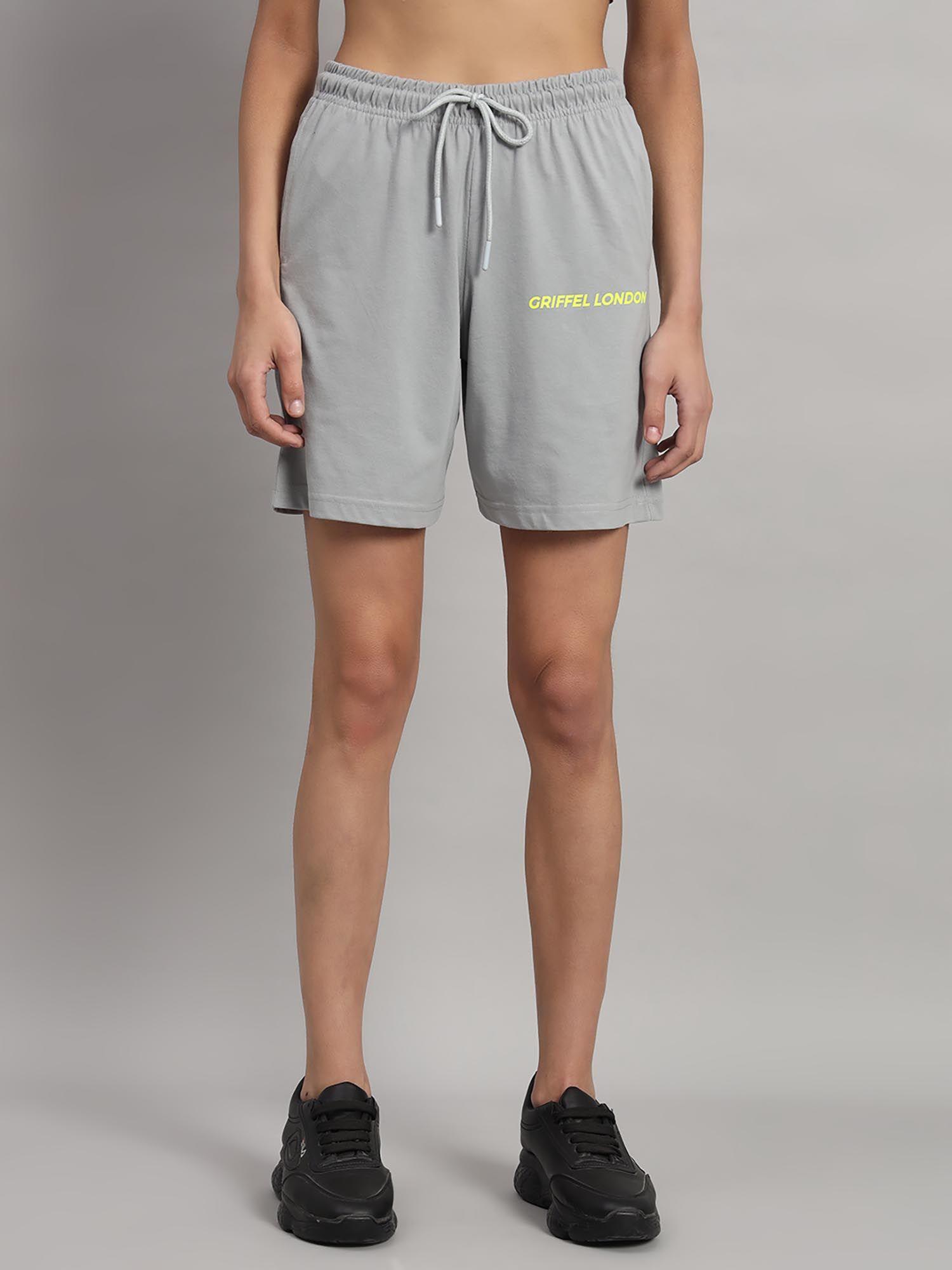 high-rise cotton steel grey shorts