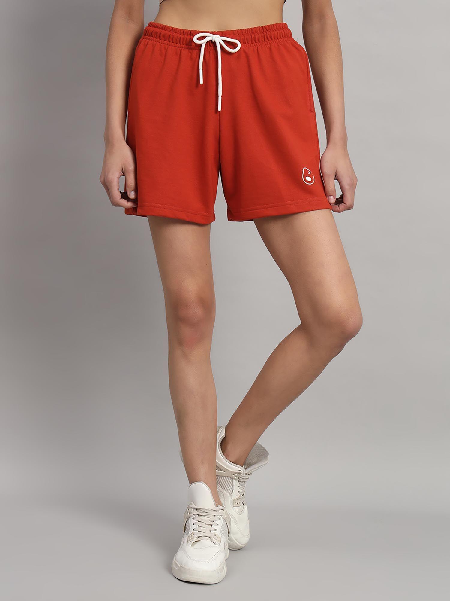 high-rise cotton teddy logo orange shorts