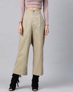 high-rise cotton trousers