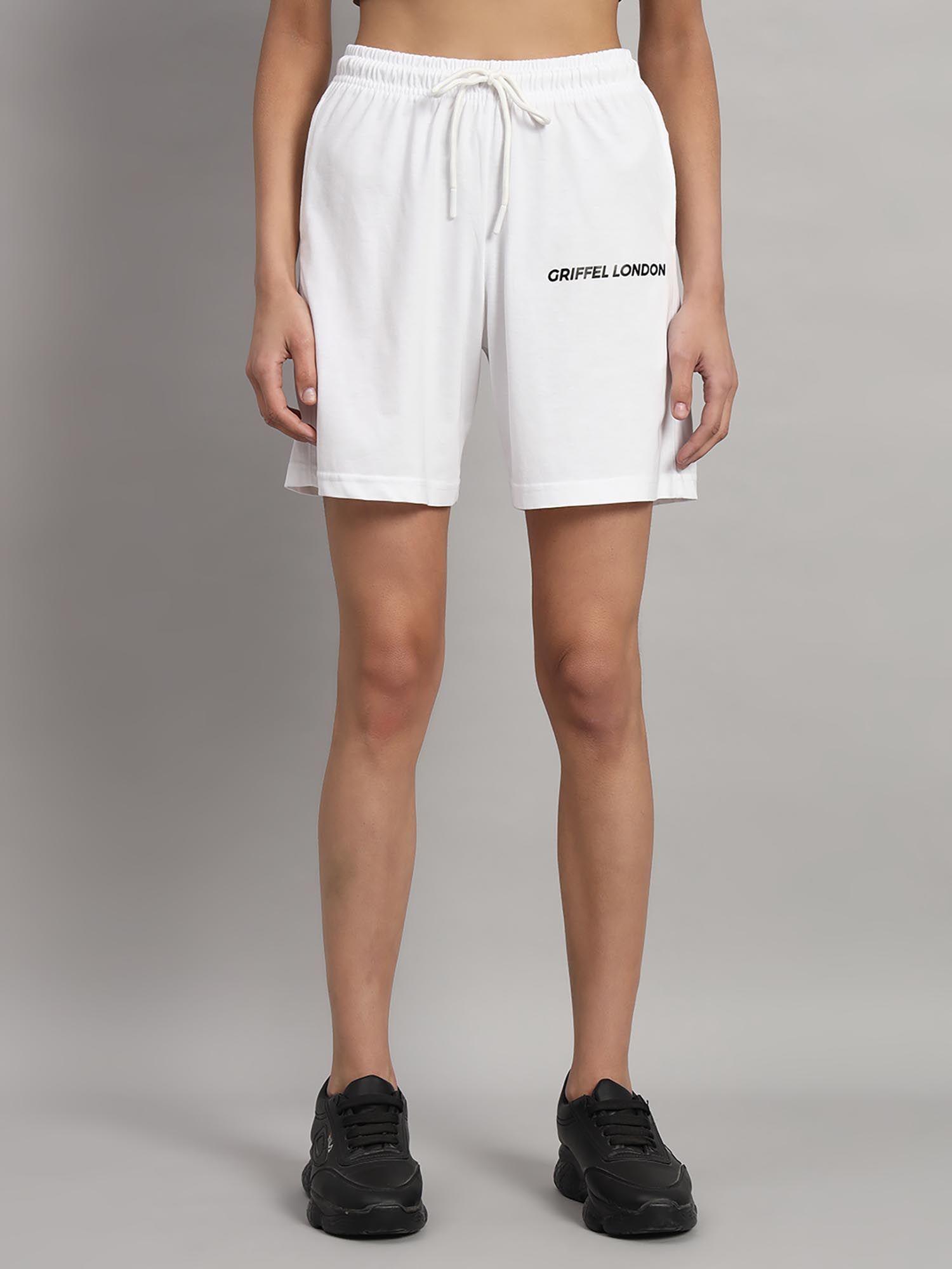 high-rise cotton white shorts