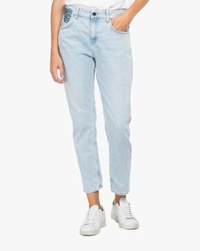 high-rise cropped boyfriend jeans