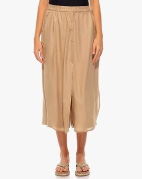 high-rise culottes with elasticated waist