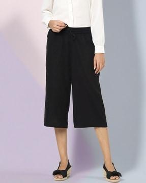 high-rise culottes with elasticated waist