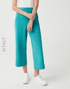 high-rise culottes with elasticated waistband