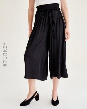 high-rise culottes with rope belt