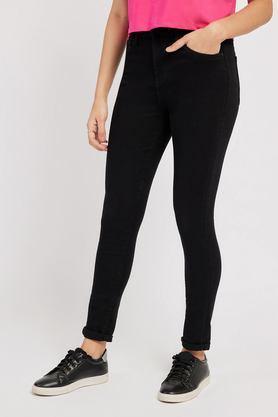 high rise dark wash lycra super skinny fit women's jeans - black