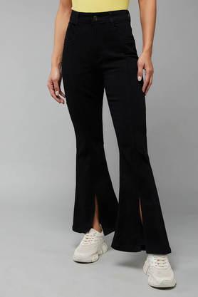 high rise denim bootcut fit women's jeans - black
