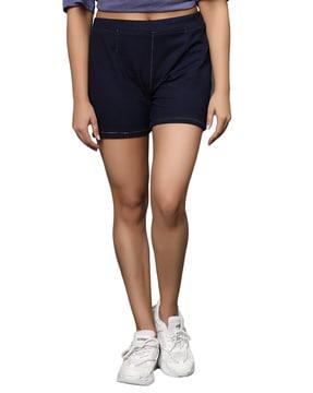 high rise denim shorts with back pockets