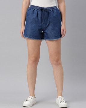 high-rise denim shorts