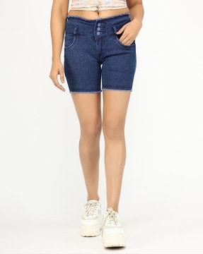 high rise denim shorts