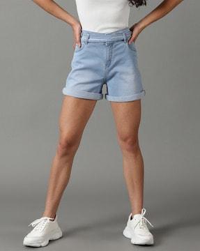 high rise denim shorts