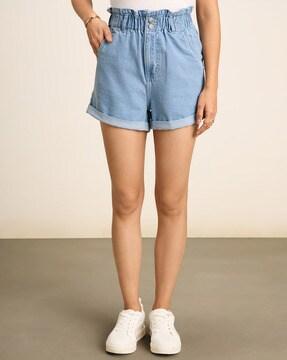 high-rise denim shorts