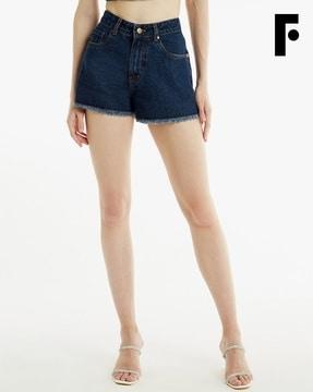 high-rise denim shorts