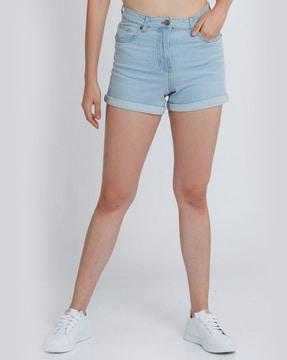 high-rise denim shorts