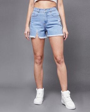 high-rise denim shorts