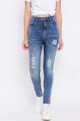 high rise denim skinny fit women's jeans - blue