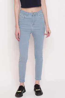 high rise denim skinny women's jeans - blue