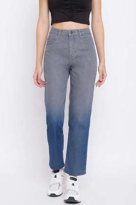 high rise denim straight fit women's jeans - grey