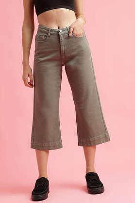 high rise denim straight women's jeans - olive