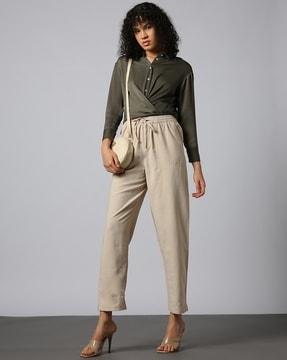 high-rise elasticated waist pants