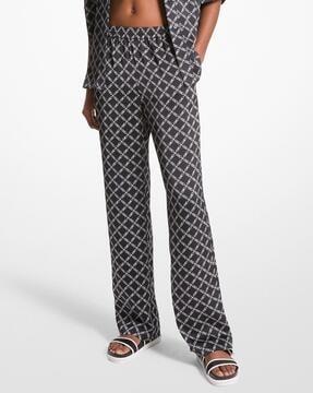 high-rise empire logo satin pajama pants