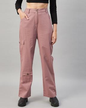 high rise flared cargo pants